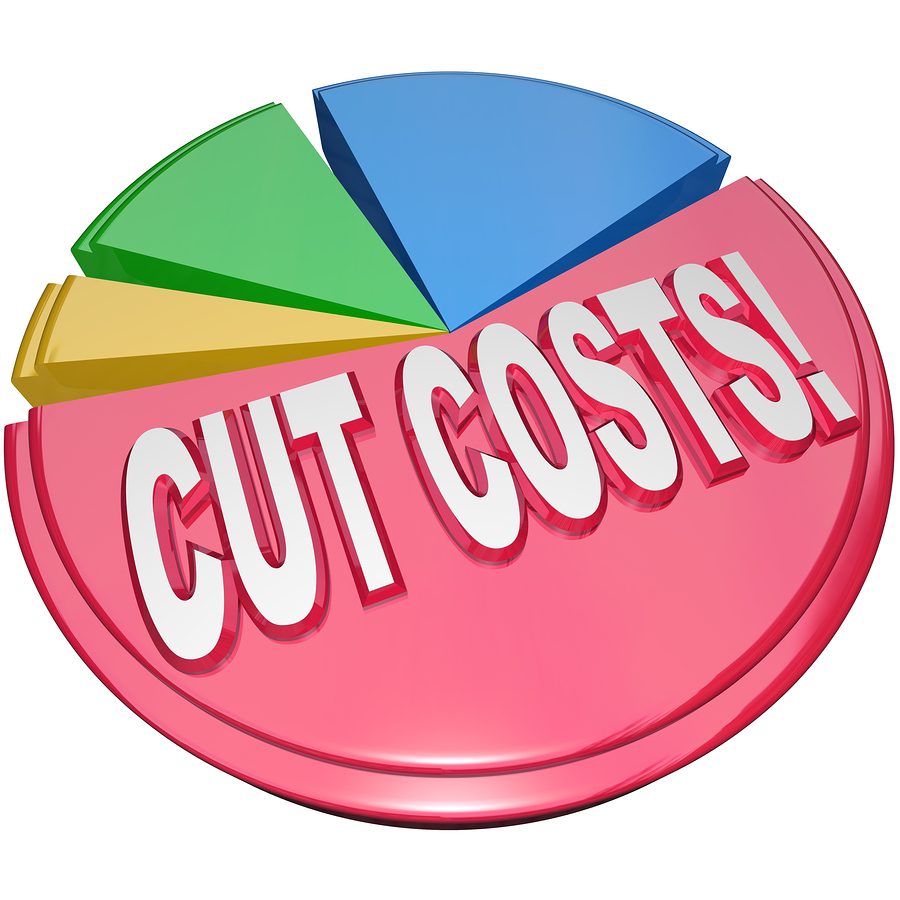 The words Cut Costs on a pie chart to symbolize the need to redu